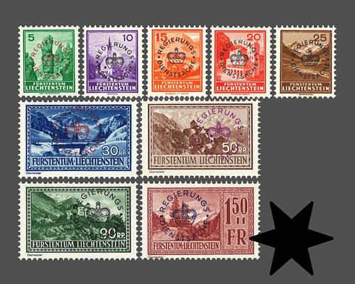 Definitive stamps 1934/1935 with circula