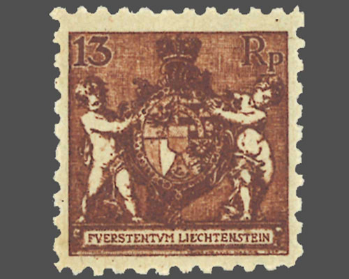 Coat-of-arms with putti / perforation L