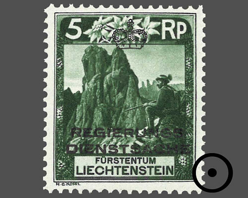 Freimarken 1930 mit farbigem Aufdruck "R