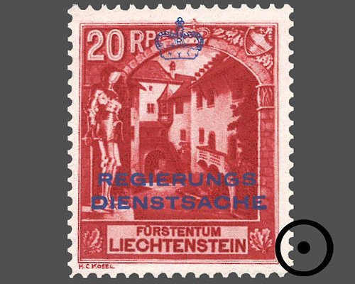 Freimarken 1930 mit farbigem Aufdruck "R