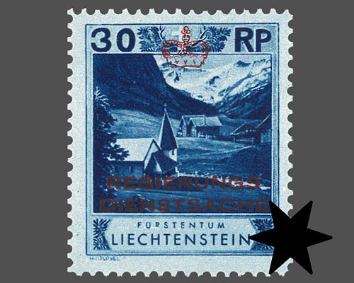 Freimarken 1930 mit farbigem Aufdruck "R