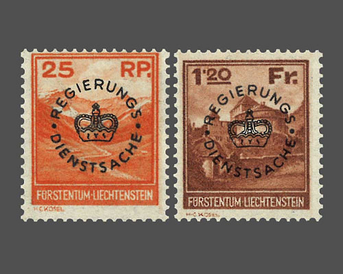 Timbres-poste courants 1933 avec surchar