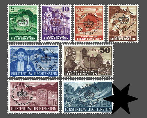 Definitive stamps 1937/1938 with circula