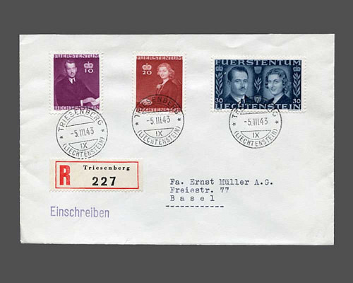 Vermählung 1943 auf R-Brief mit Ersttags