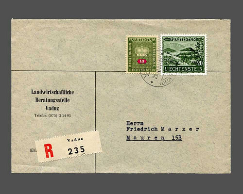 Mi.Nr. 320, 20 Rp. Präh. Funde 1953 mit