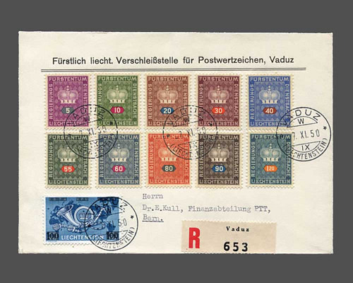 UPU - Überdruck 1950 mit Dienstserie Aus