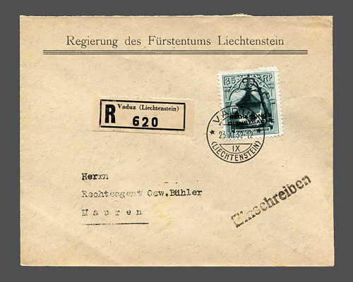 CHF 0.35 auf R-Regierungs-Brief, Stempel