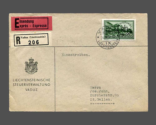 CHF 0.90 Ausgabe 1935 auf R-E-Brief der