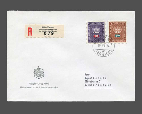 Mi.Nr. 46 + 55, 10 Rp. und 1.20 Fr. auf