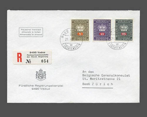 Mi.Nr. 45, 46 + 53, 5 Rp., 10 Rp. und 95