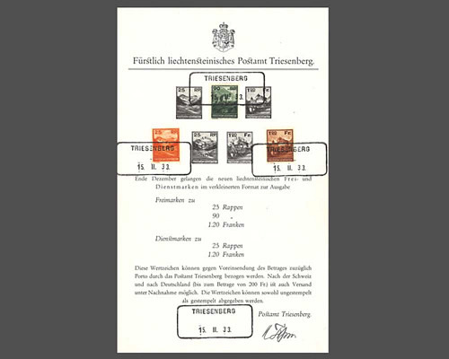 Mi.Nr. 119-121, Freimarken 1933 auf besc